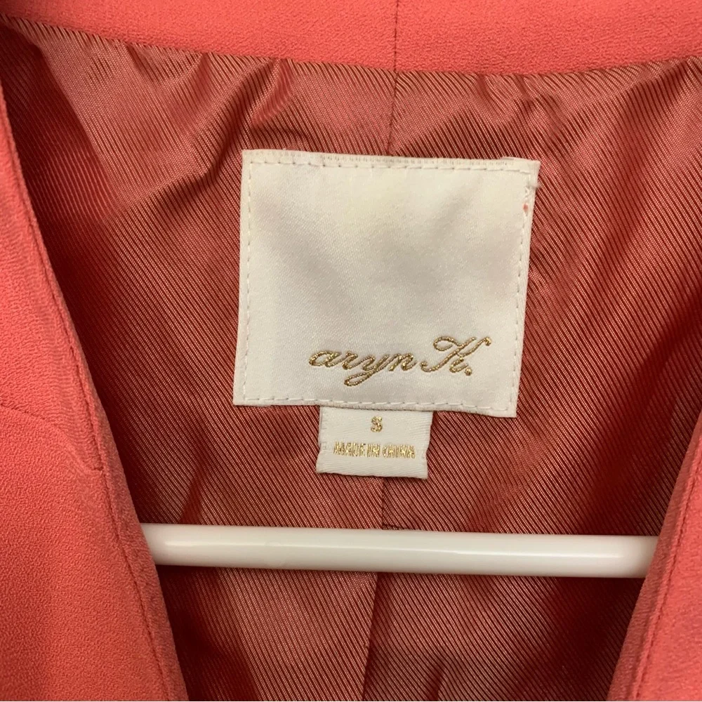 Aryn K Coral Cropped Open Front Blazer Lightweight Jacket